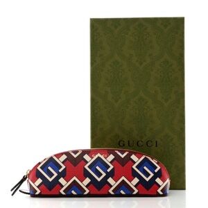 NWT Gucci Red and Blue Geometric Pouch